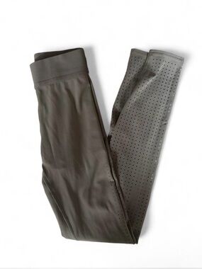 Grey High-Waist Leggings with Perforated Detail